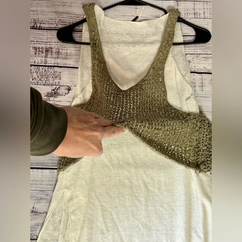Free People Green & White Sweater Tank Dress - Picture 5 of 8